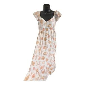White seaside motif Ruffle strap v-neck tiered hem maternity dress size medium‎